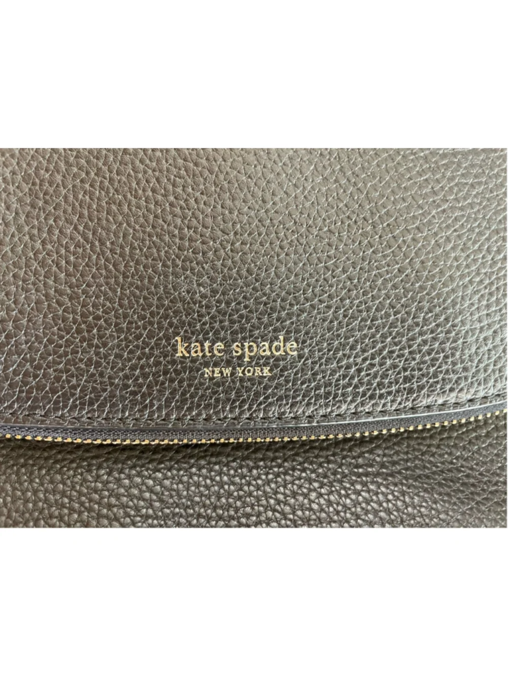Kate Spade Black Pebble Leather Polly Flap Large Classic Preppy